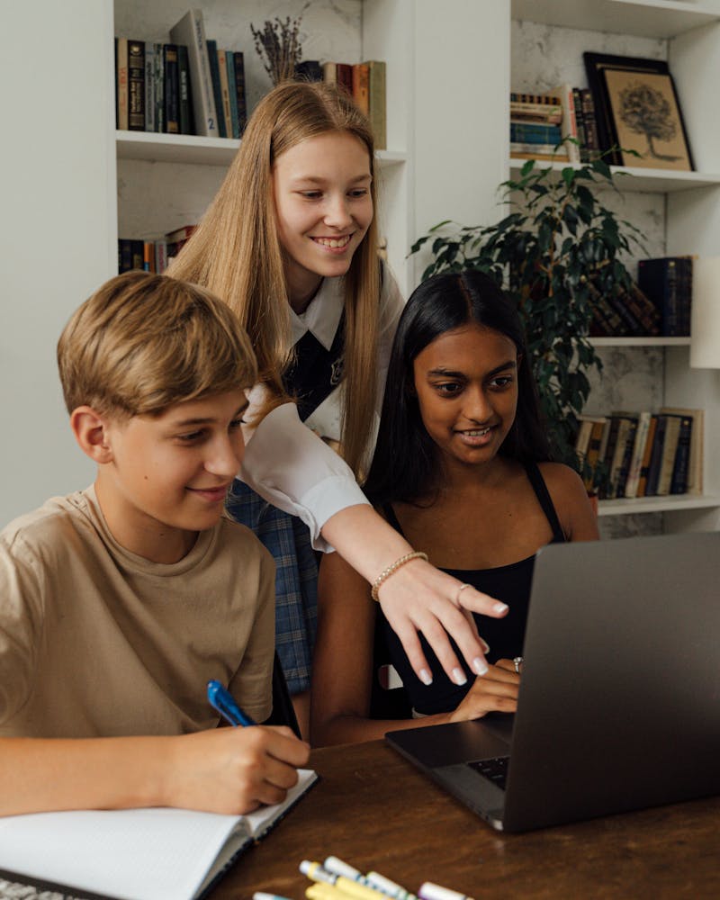 Diverse group of students working together
